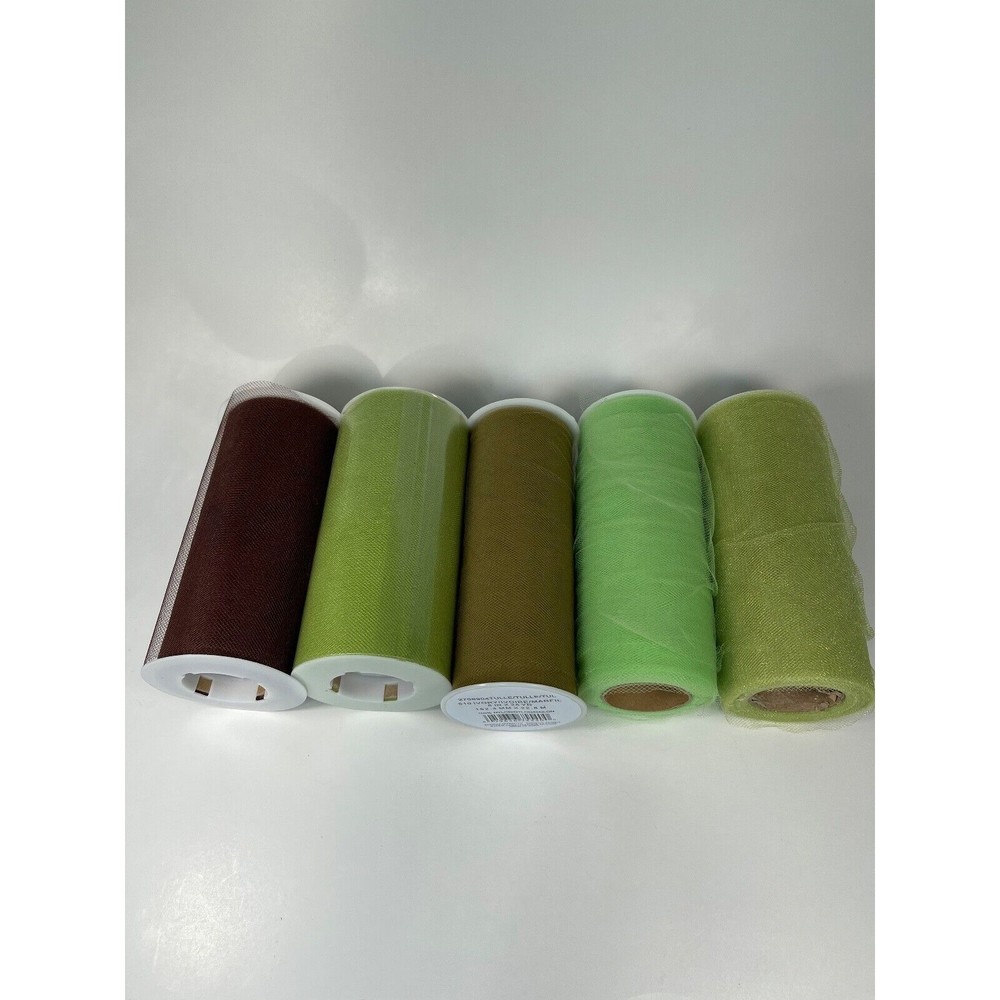 Tulle Fabric FALL colors- green & brown - 5 spools of 6"  opened and some used